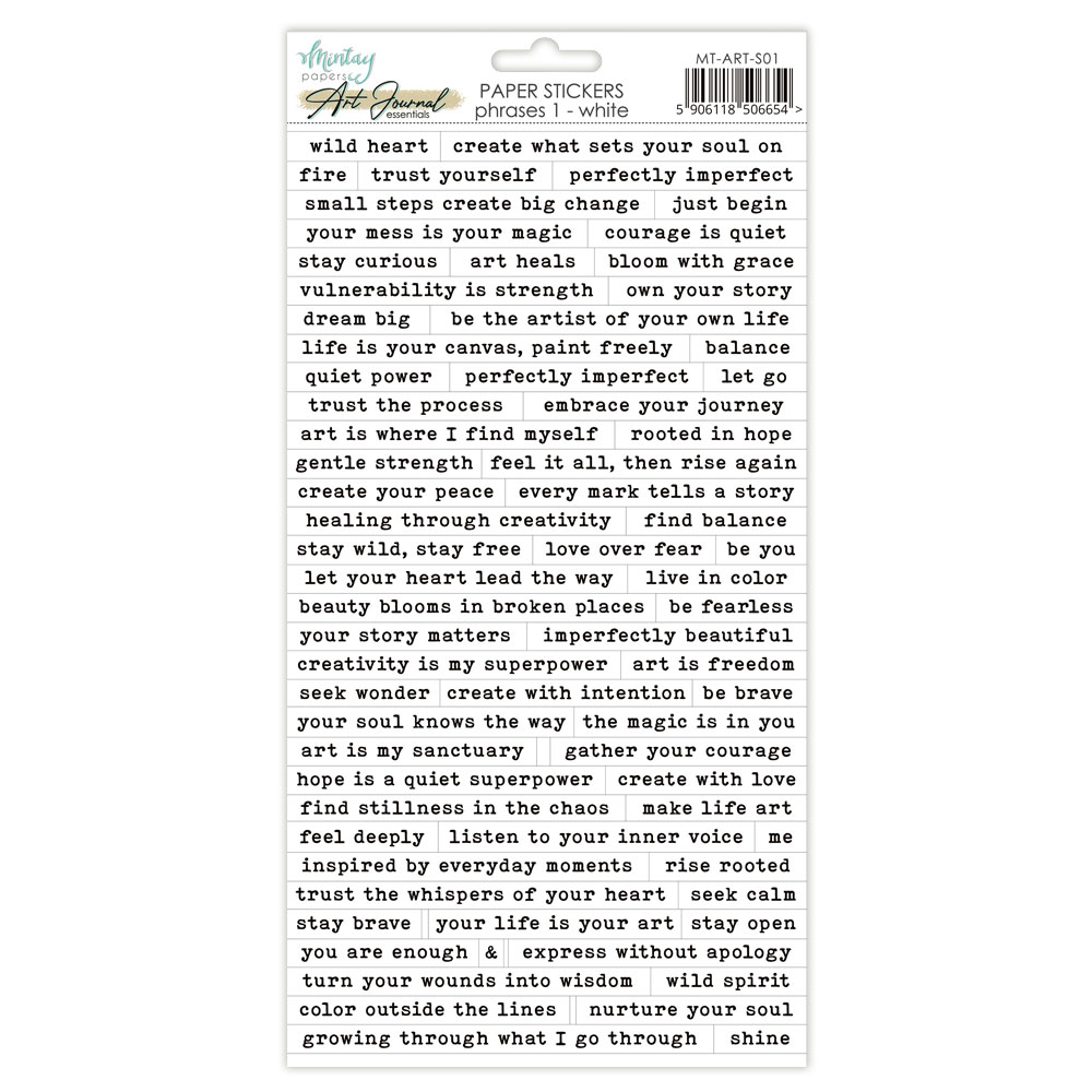Mintay Phrases 1 Bianco – Stickers Art Journal 6×12″
