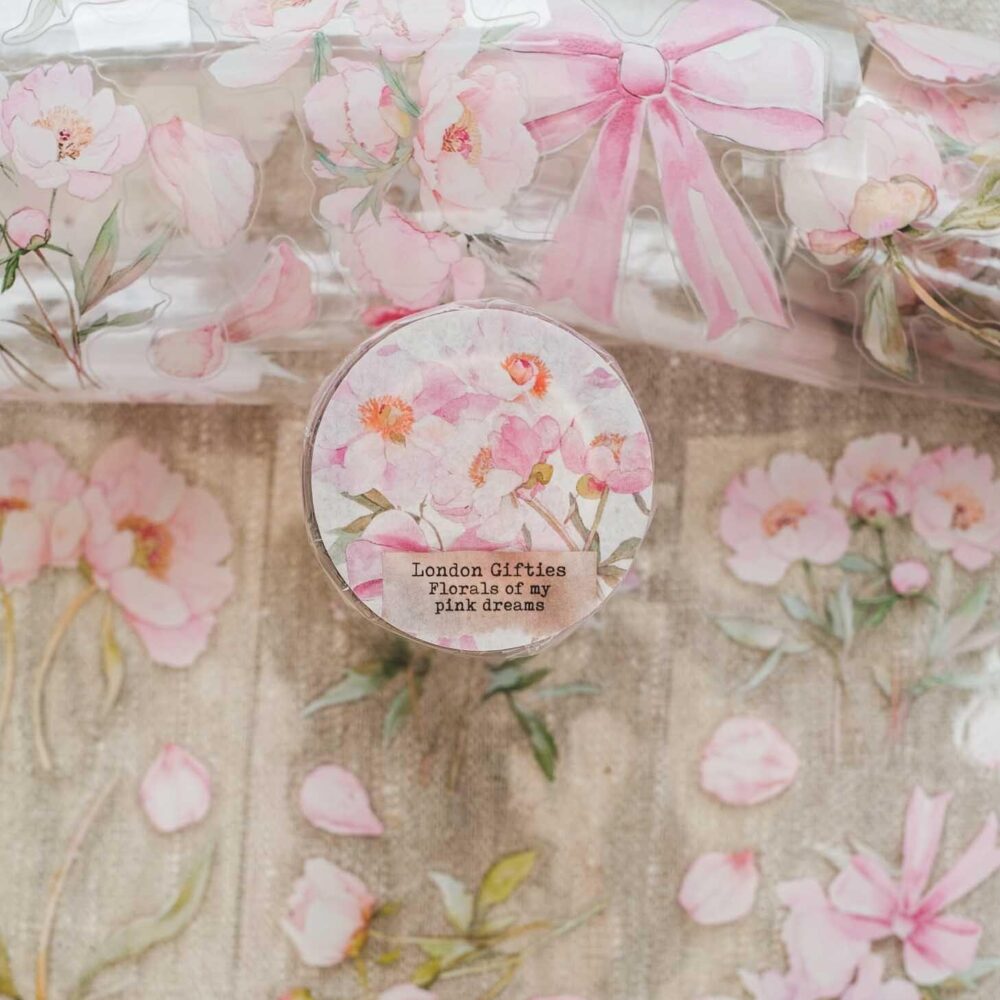 London Gifties – Florals of my pink dreams – PET Tape pretagliato 7 cm × 10 m