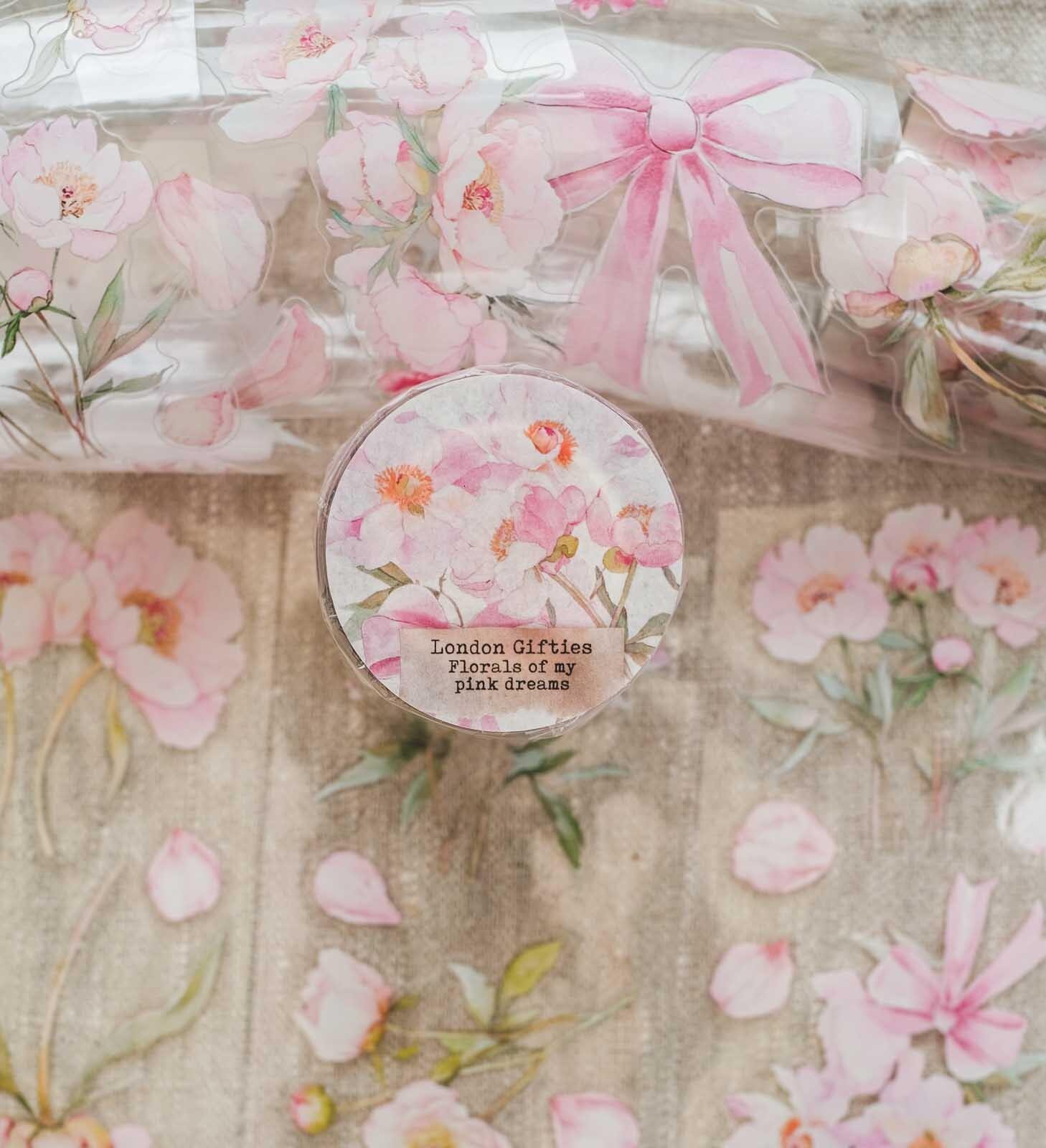 London Gifties – Florals of my pink dreams – PET Tape pretagliato 7 cm × 10 m
