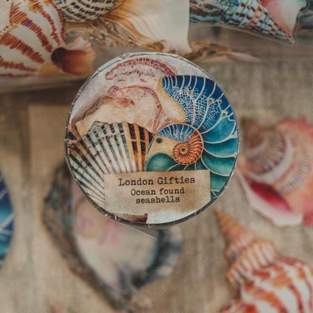 London Gifties – Ocean found seashells – PET Tape pretagliato 6 cm × 10 m