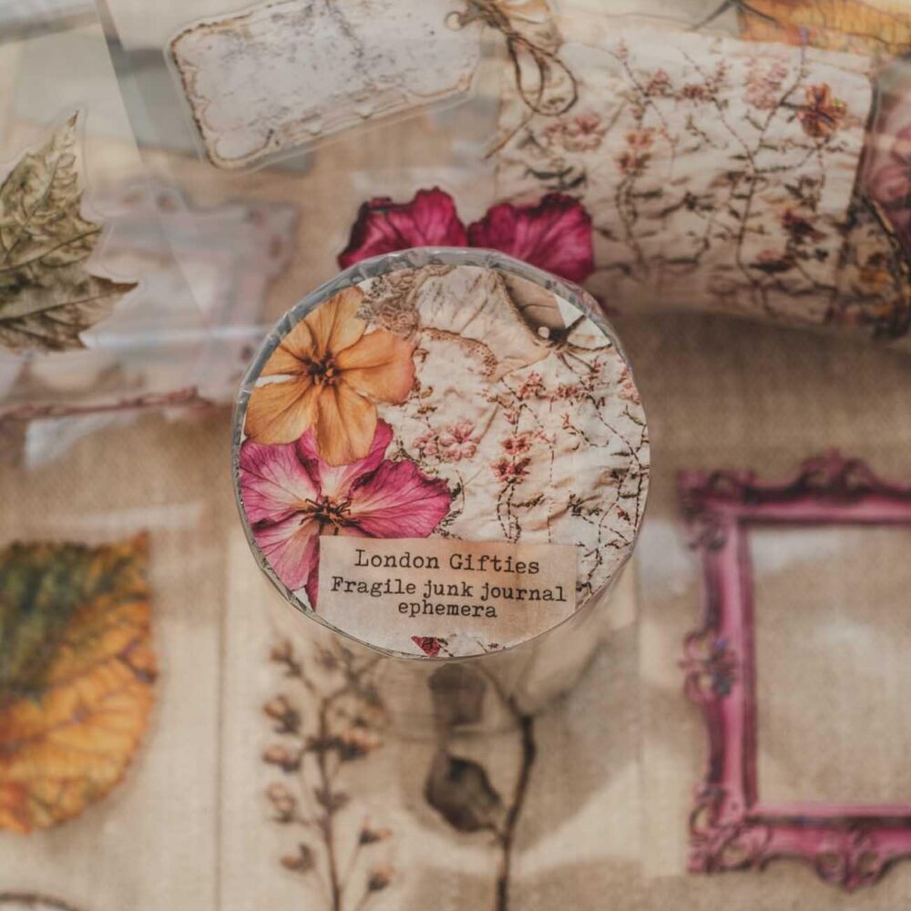 London Gifties – Fragile junk journal ephemera – PET Tape pretagliato 6 cm × 10 m