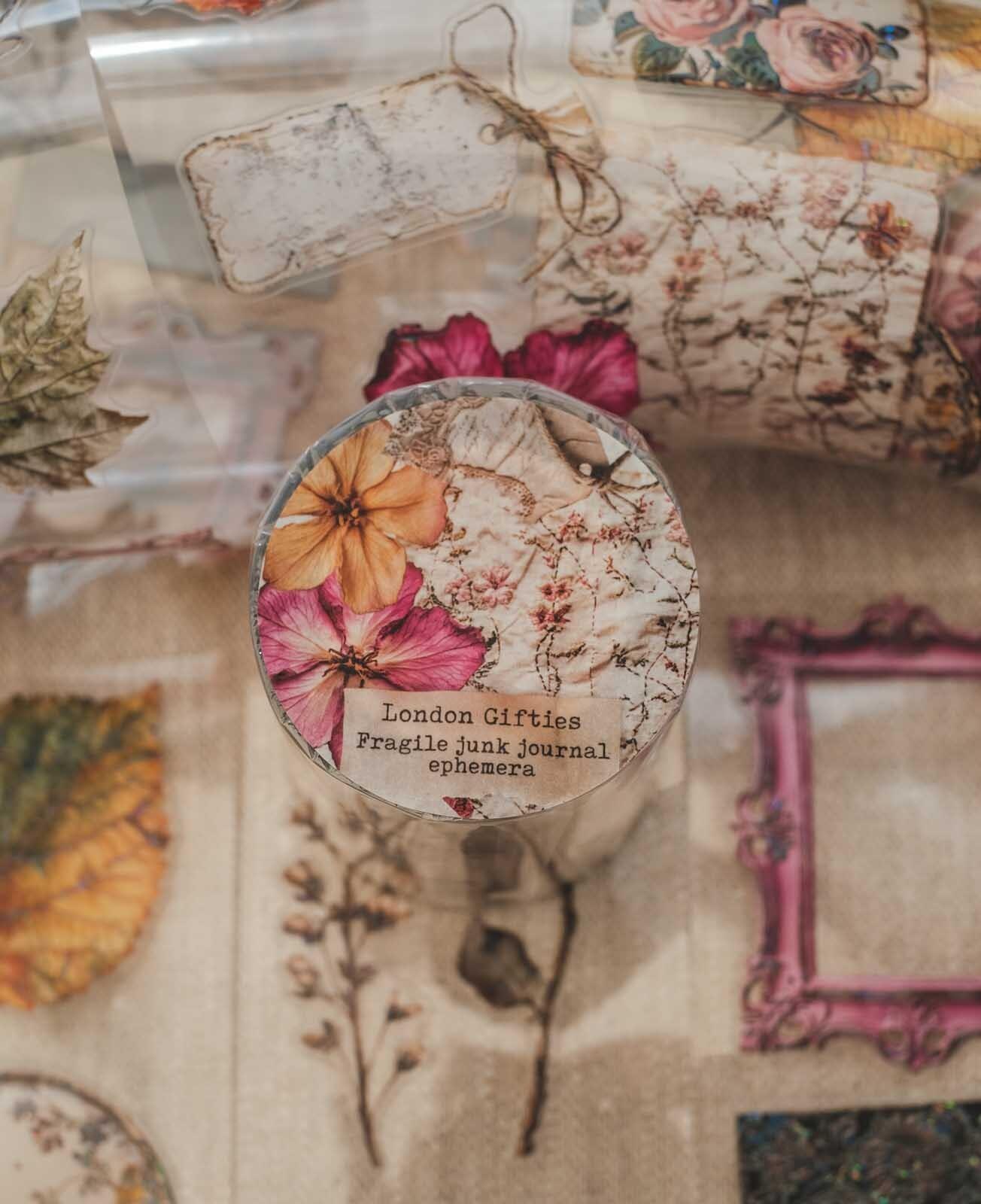 London Gifties – Fragile junk journal ephemera – PET Tape pretagliato 6 cm × 10 m