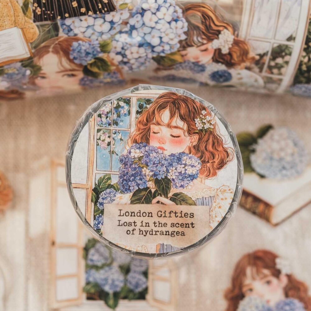 London Gifties – Lost in the scent of hydrangea – PET Tape pretagliato 6 cm × 10 m
