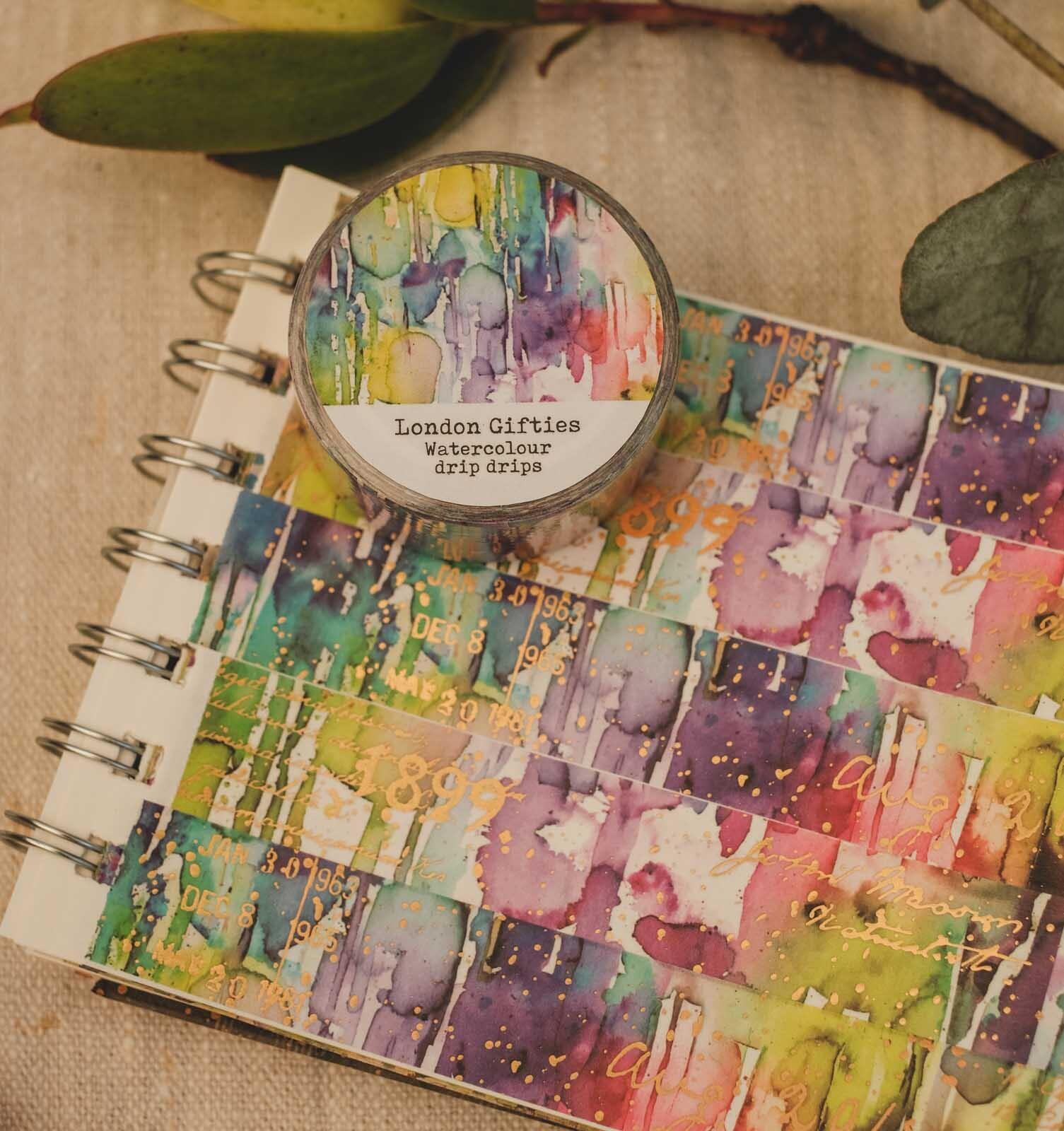 London Gifties – Watercolour drip drips – Washi tape 2 cm × 10 m
