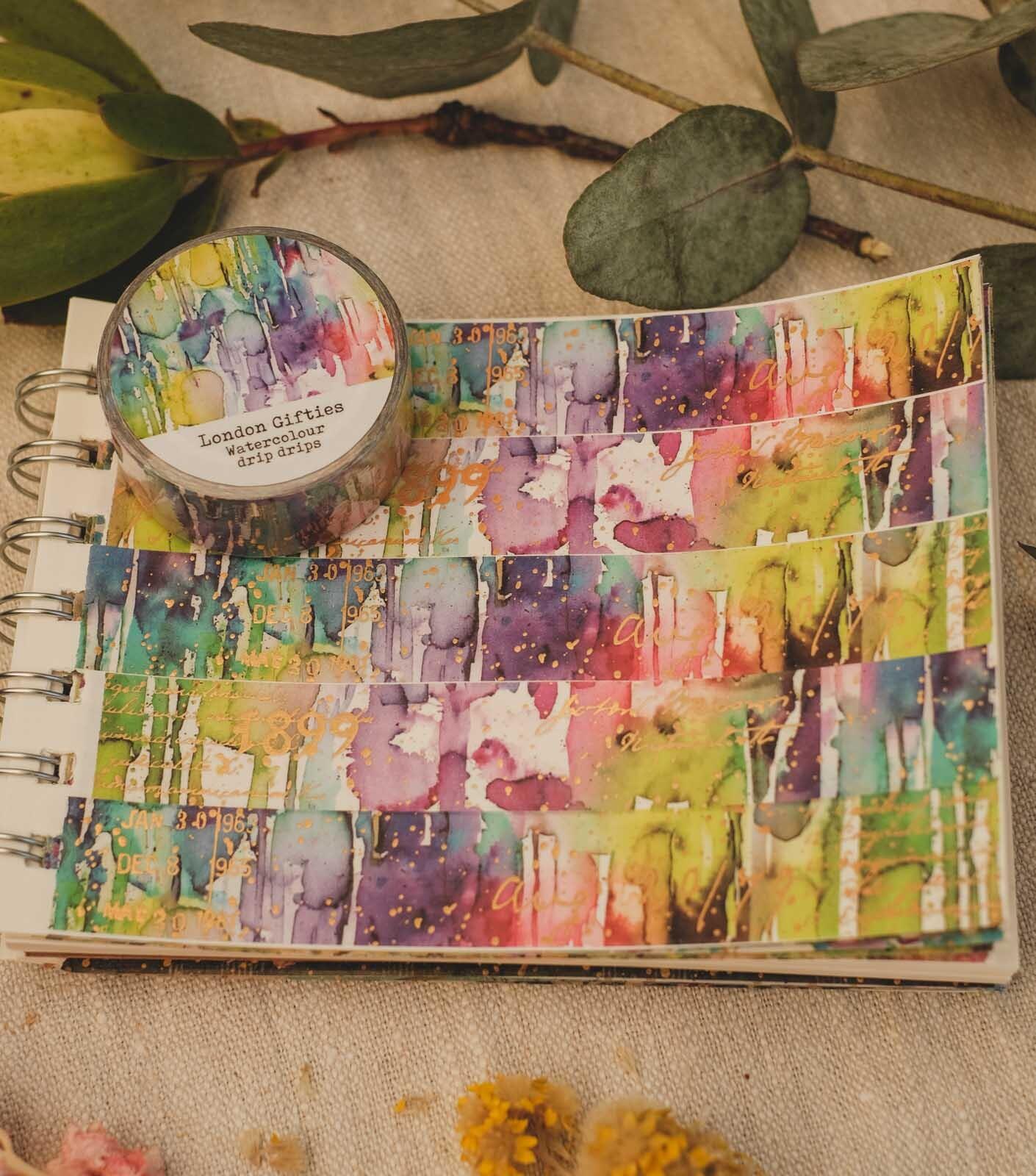 London Gifties – Watercolour drip drips – Washi tape 2 cm × 10 m - immagine 2