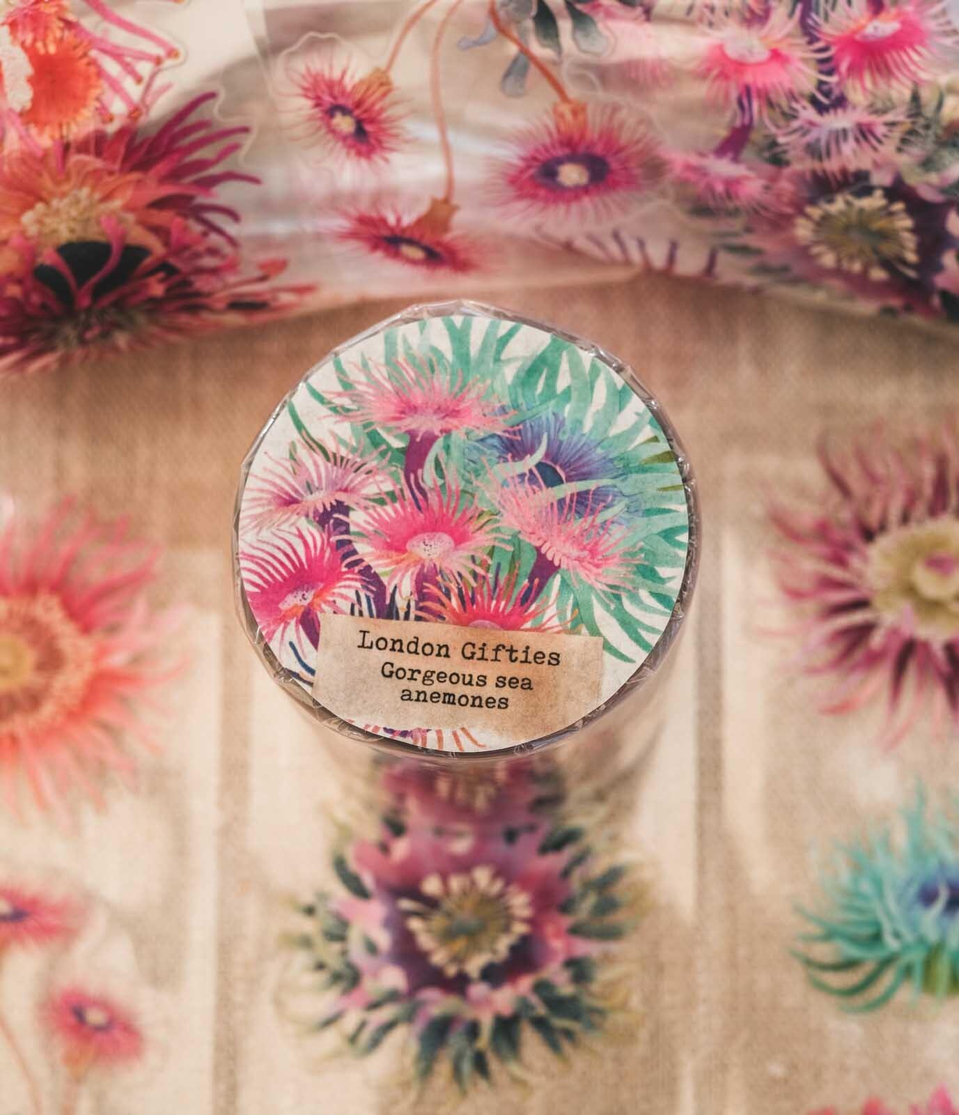London Gifties – Gorgeous sea anemones – PET Tape pretagliato 6 cm × 10 m