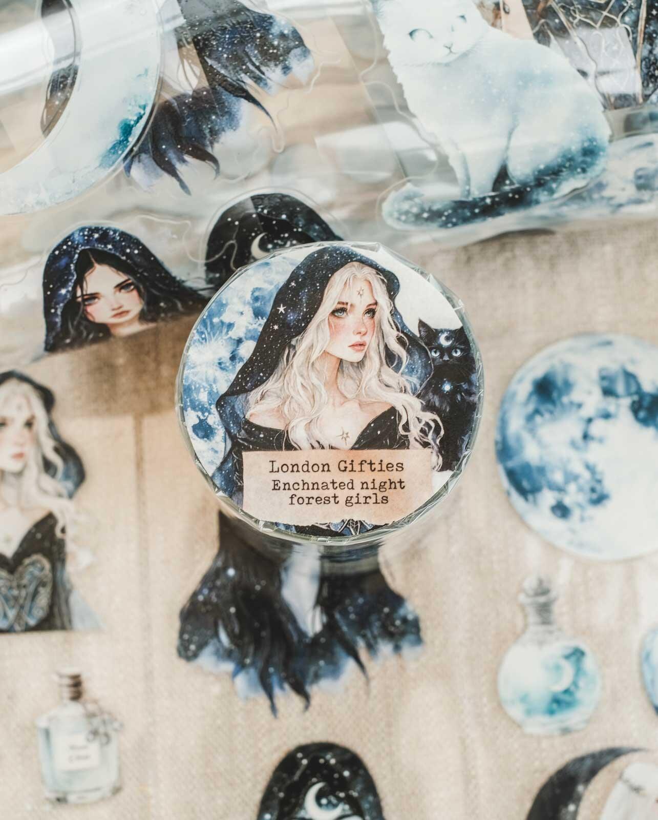 London Gifties – Enchanted night forest girls – PET Tape pretagliato 6 cm × 10 m