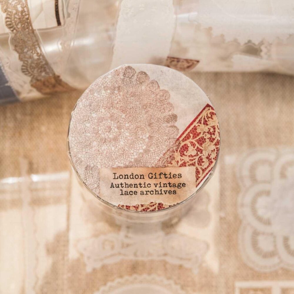 London Gifties – Authentic vintage lace archive – PET Tape pretagliato 6 cm × 10 m
