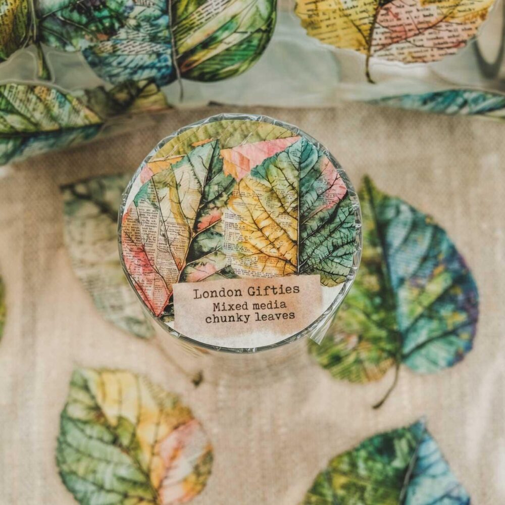 London Gifties – Mixed media chunky leaves – PET Tape pretagliato 6 cm × 10 m