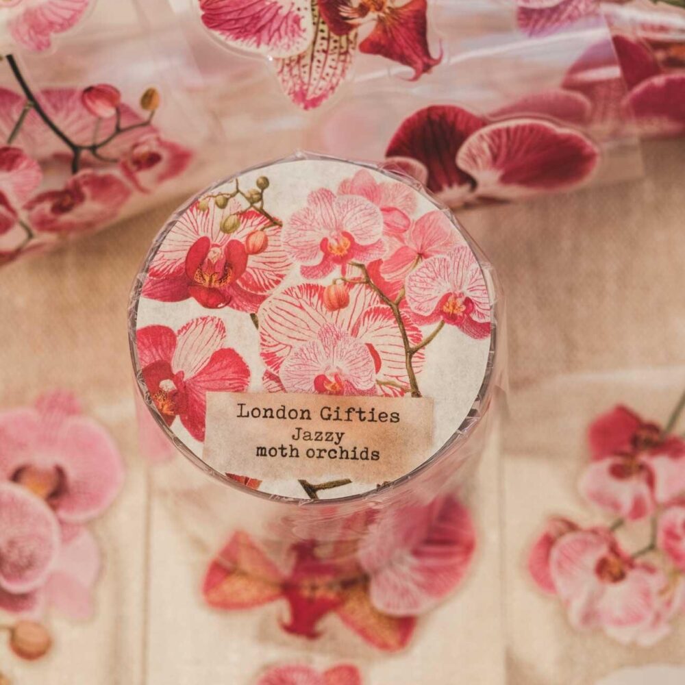 London Gifties – Jazzy moth orchids – PET Tape pretagliato 6 cm × 10 m