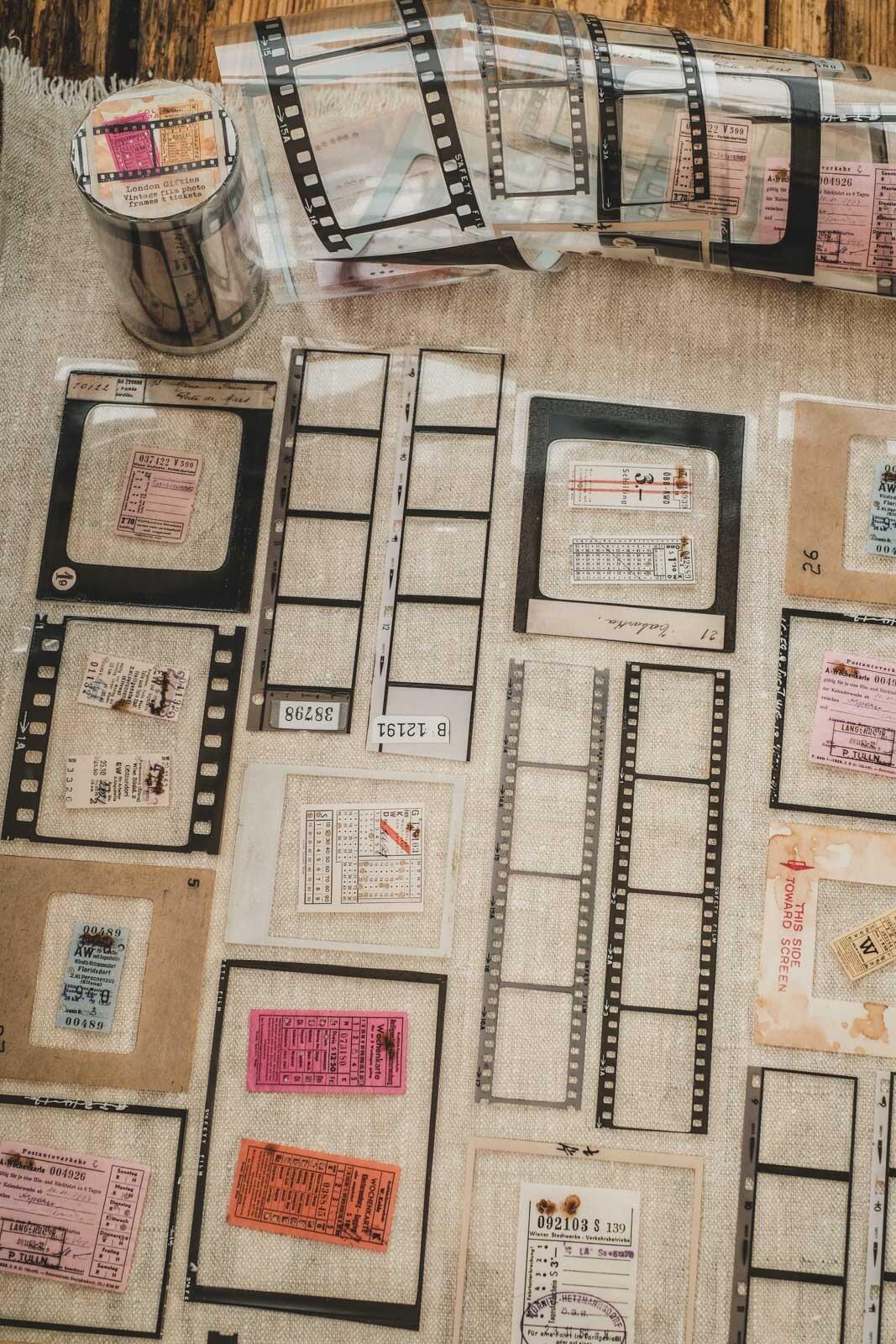 London Gifties – Vintage film photo frames & tickets – PET Tape pretagliato 8 cm × 10 m - immagine 3