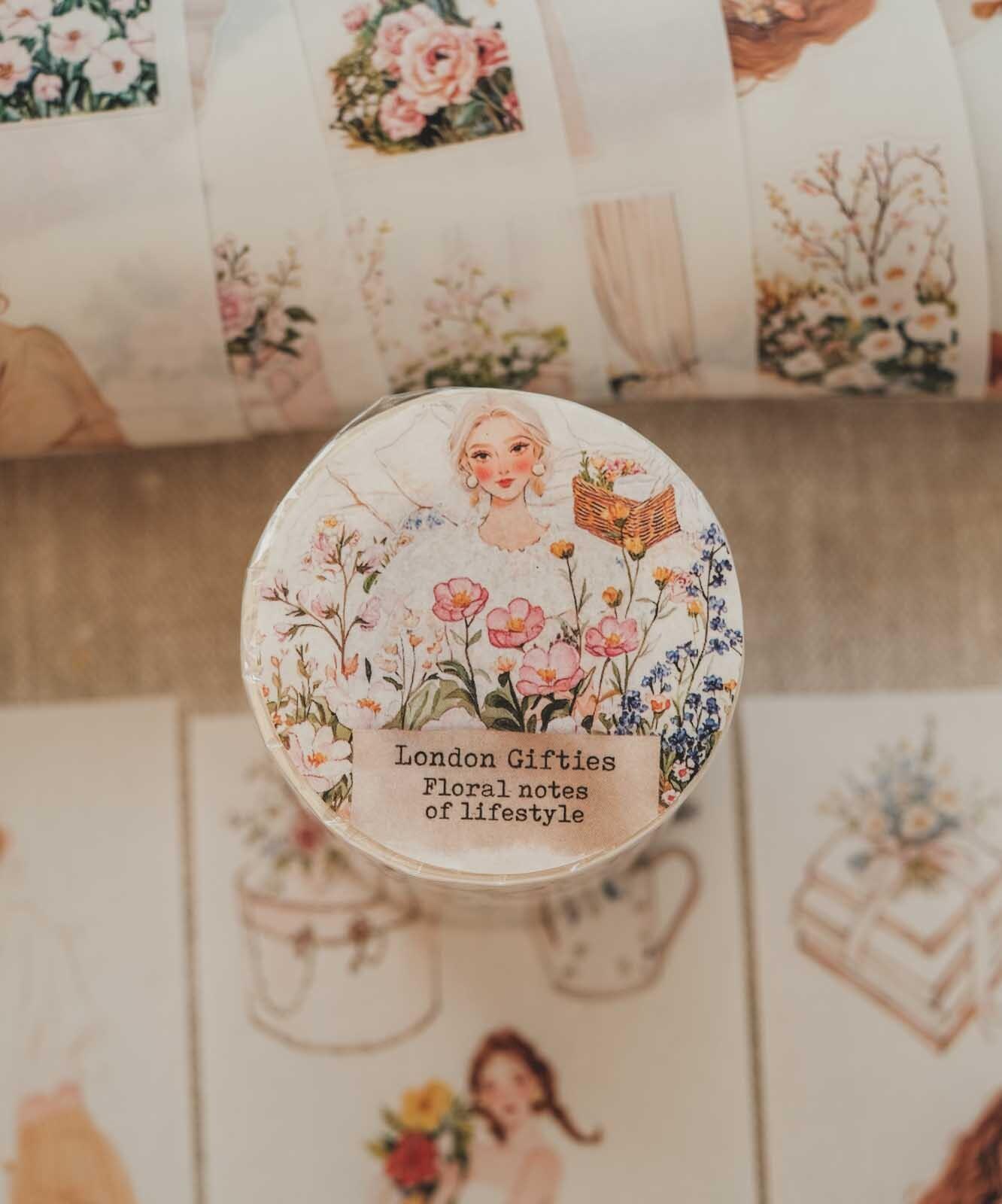 London Gifties – Floral notes of lifestyle – Washi tape pretagliato 7 cm × 10 m