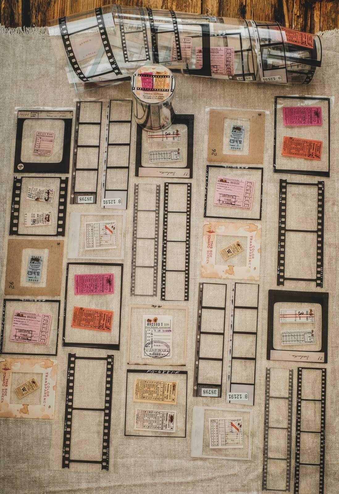 London Gifties – Vintage film photo frames & tickets – PET Tape pretagliato 8 cm × 10 m - immagine 2