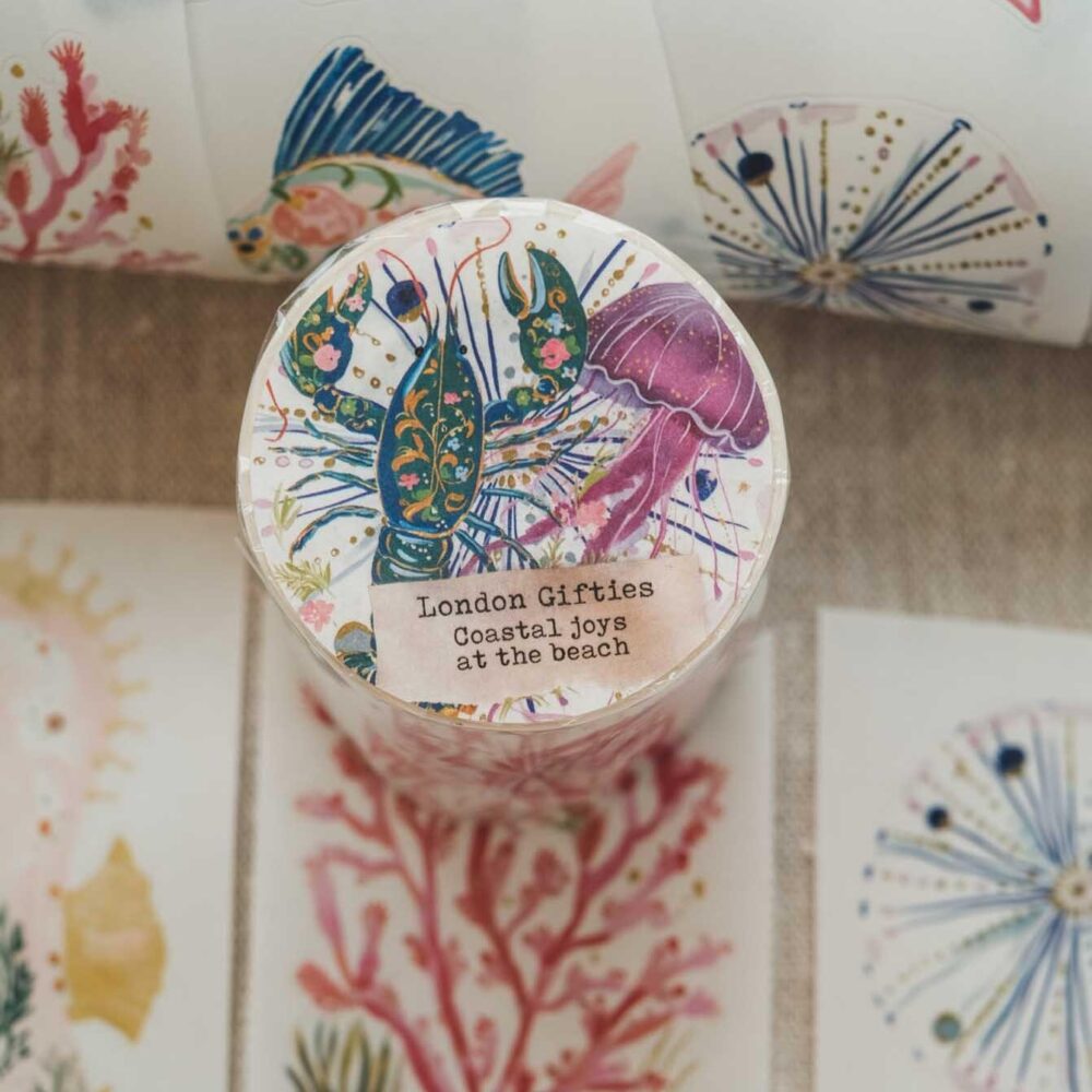 London Gifties – Coastal joys at the beach – Washi tape pretagliato 6 cm × 10 m