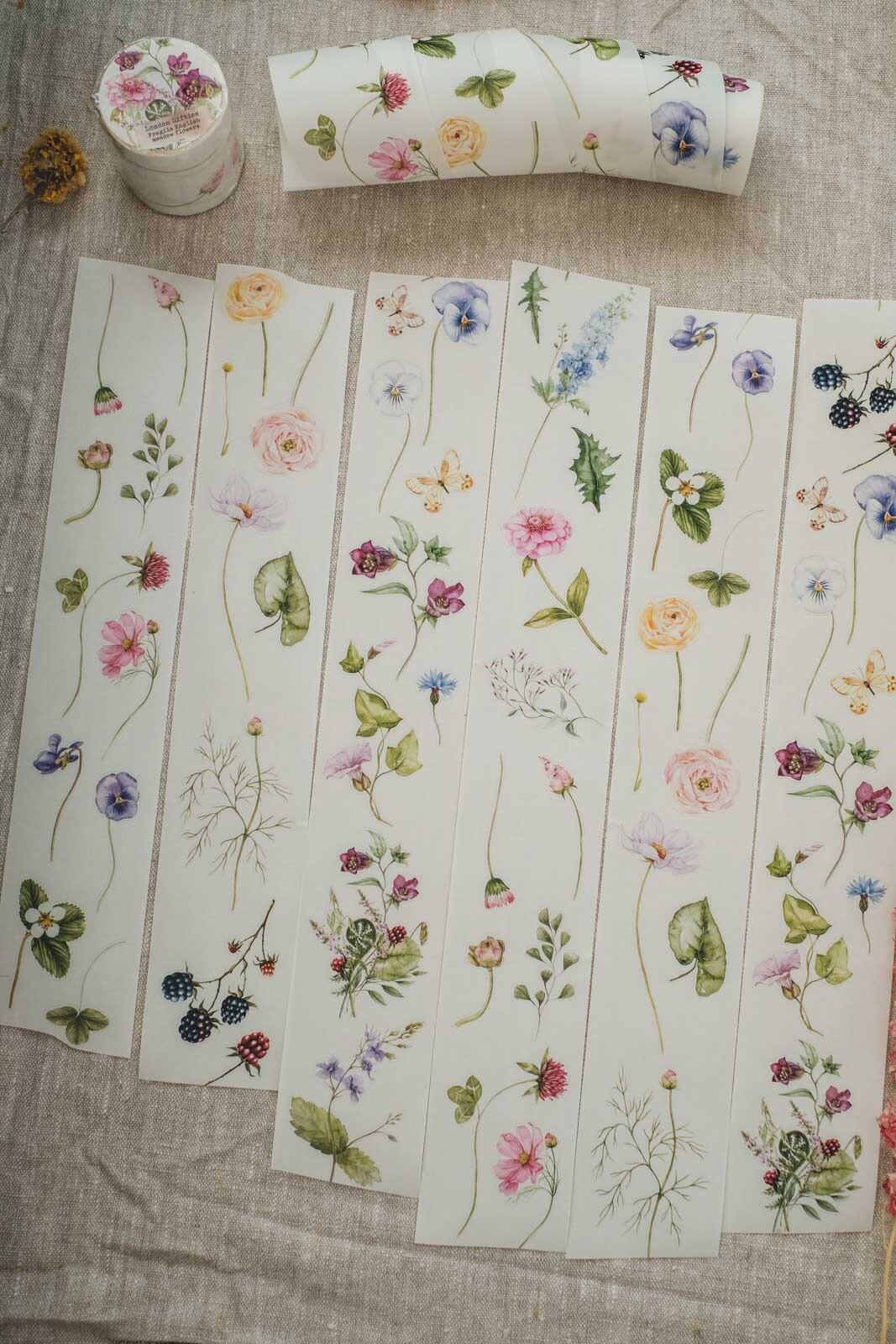 London Gifties – Fragile English meadow flowers – Washi tape pretagliato 6 cm × 10 m - immagine 2