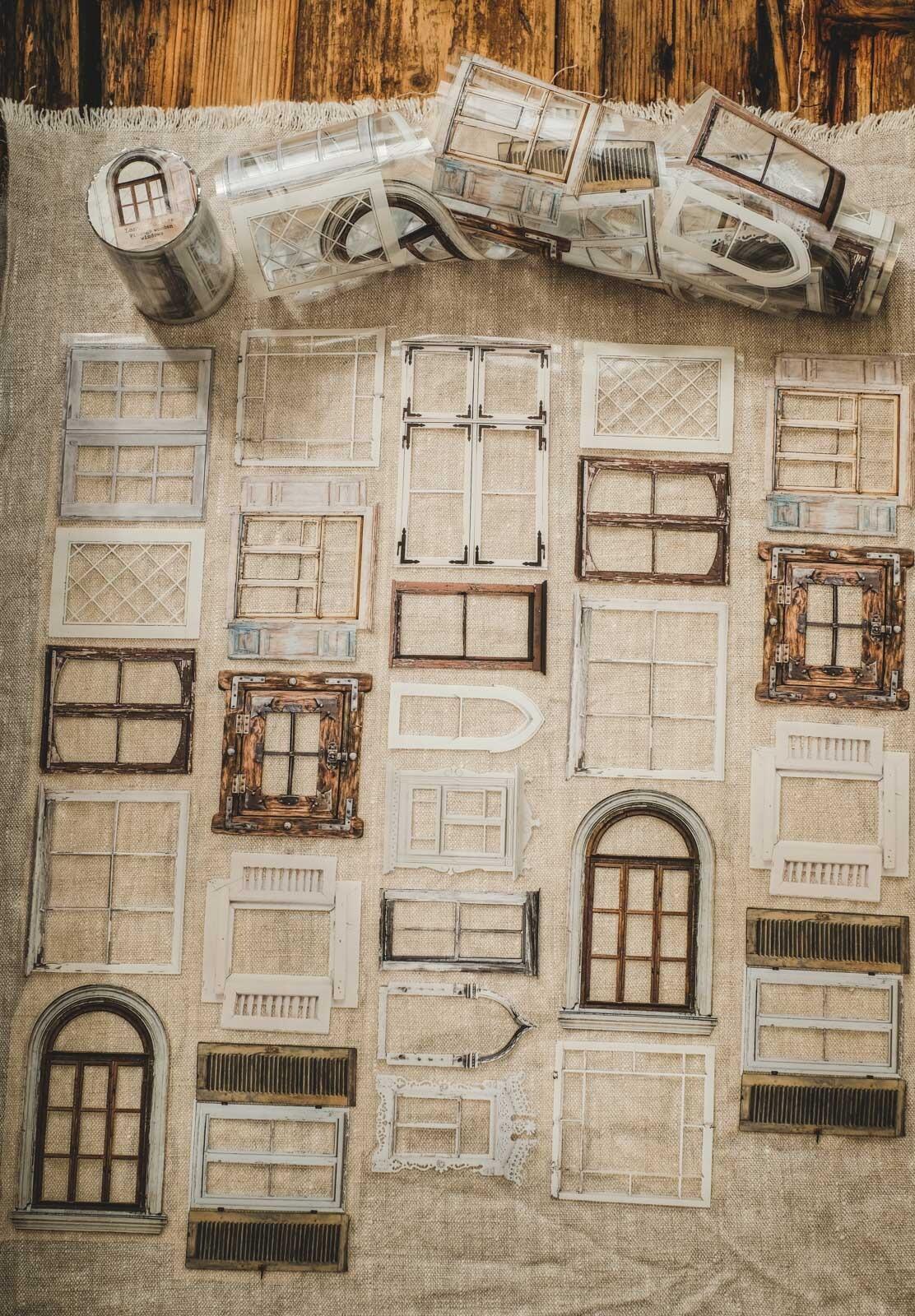 London Gifties – Vintage wooden windows – PET Tape pretagliato 8 cm × 10 m - immagine 2