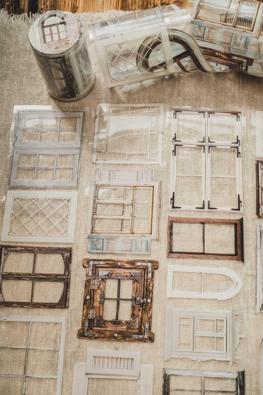 London Gifties – Vintage wooden windows – PET Tape pretagliato 8 cm × 10 m - immagine 3