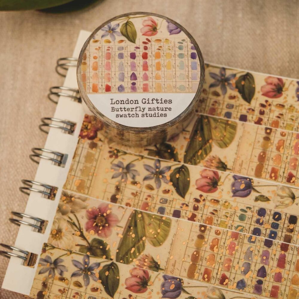 London Gifties – Butterfly nature swatch studies – Washi tape 2 cm × 10 m