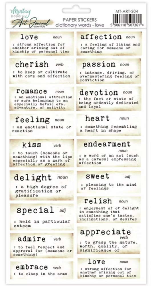 Mintay Dictionary Words Love – Stickers Art Journal 6×12″ - immagine 2