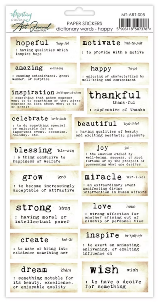 Mintay Dictionary Words Happy – Stickers Art Journal 6×12″ - immagine 2