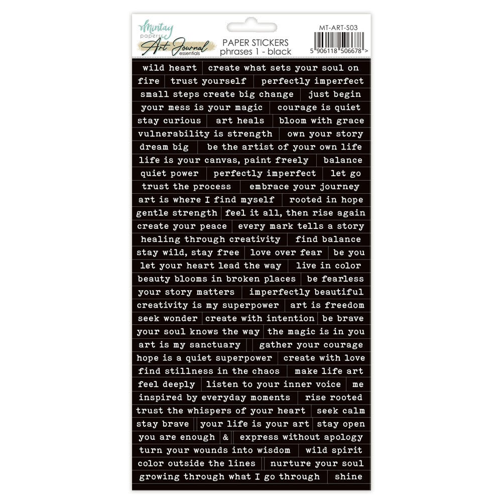 Mintay Phrases 1 Nero – Stickers Art Journal 6×12″