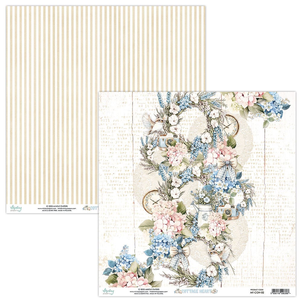Mintay Cottage Heart – Set Carte Scrapbooking 12×12″, 12 fogli - immagine 3