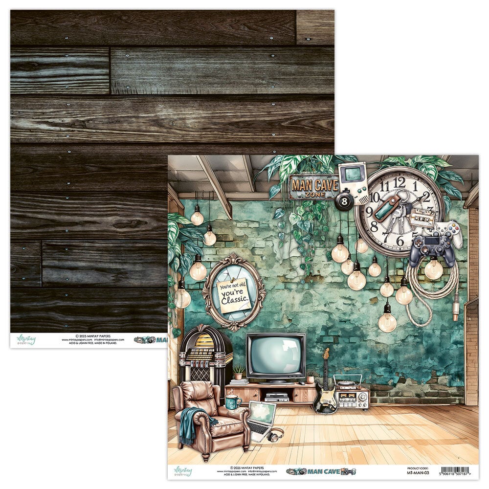 Mintay Man Cave – Set Carte Scrapbooking 12×12″, 12 fogli - immagine 4