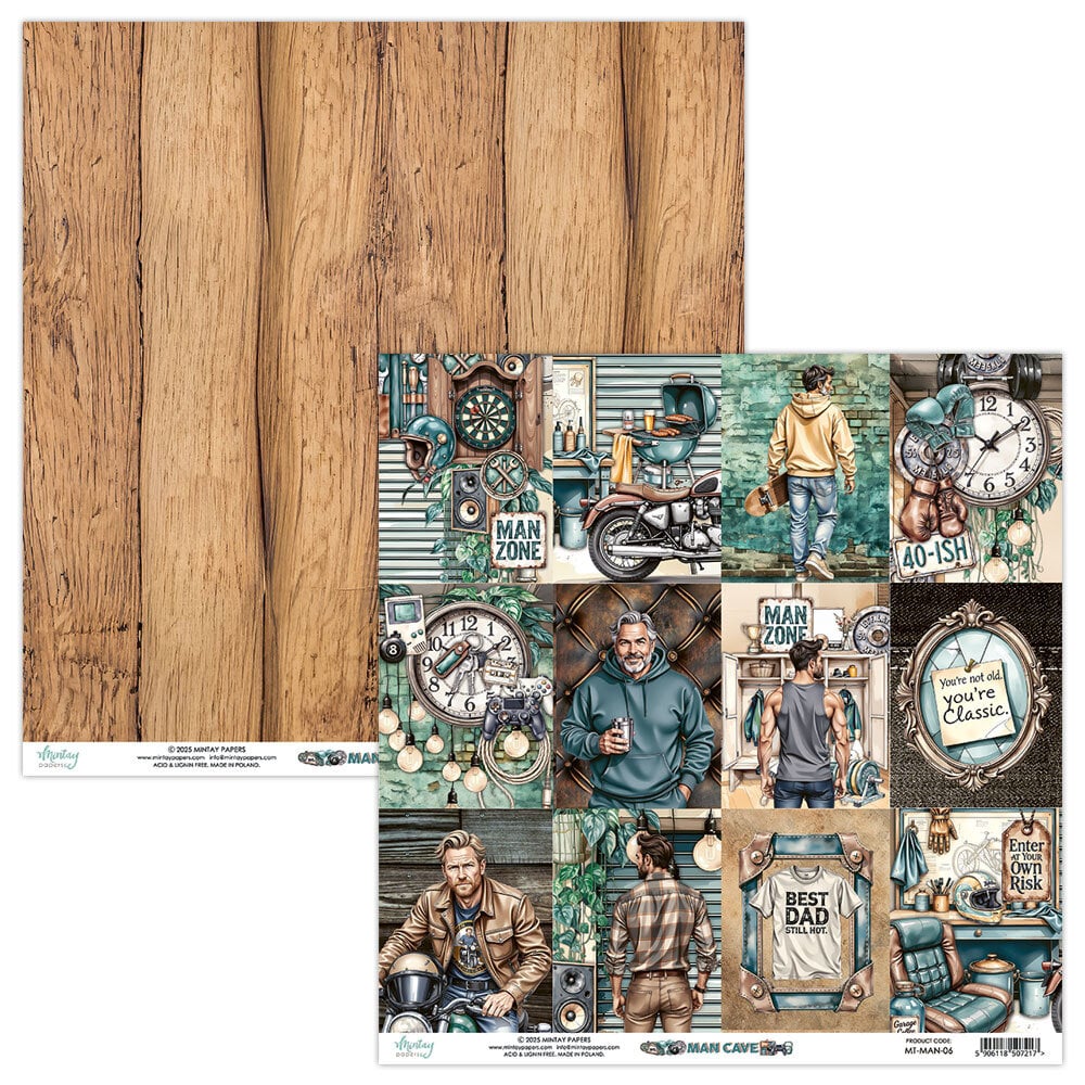 Mintay Man Cave – Set Carte Scrapbooking 12×12″, 12 fogli - immagine 7