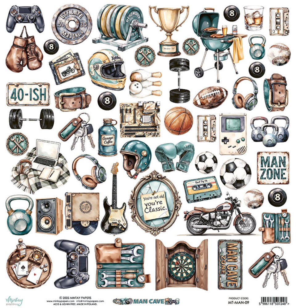 Mintay Man Cave – Set Carte Scrapbooking 12×12″, 12 fogli - immagine 8