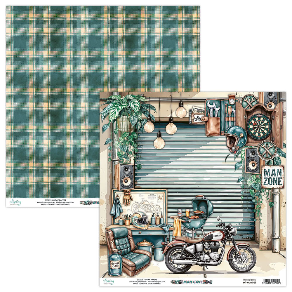 Mintay Man Cave – Set Carte Scrapbooking 12×12″, 12 fogli - immagine 2