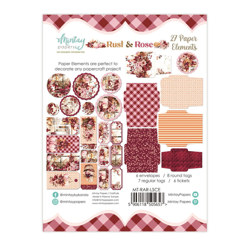 Mintay Rust & Rose – Paper Ephemera, 27 pezzi - immagine 2