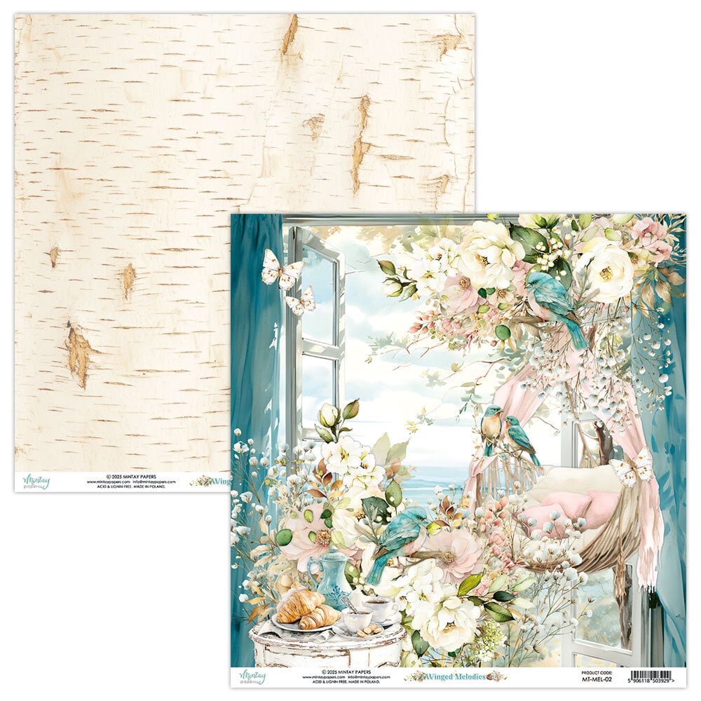 Mintay Winged Melodies – Set Carte Scrapbooking 12×12″, 12 fogli - immagine 3