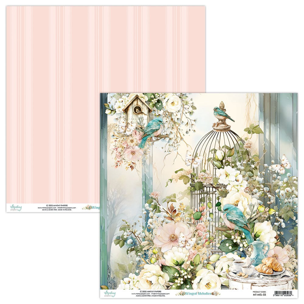 Mintay Winged Melodies – Set Carte Scrapbooking 12×12″, 12 fogli - immagine 4