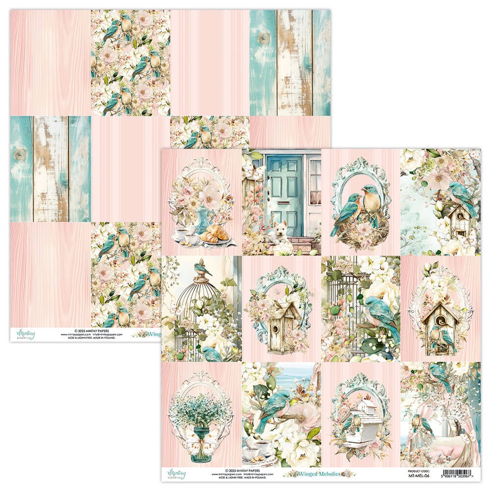 Mintay Winged Melodies – Set Carte Scrapbooking 12×12″, 12 fogli - immagine 7