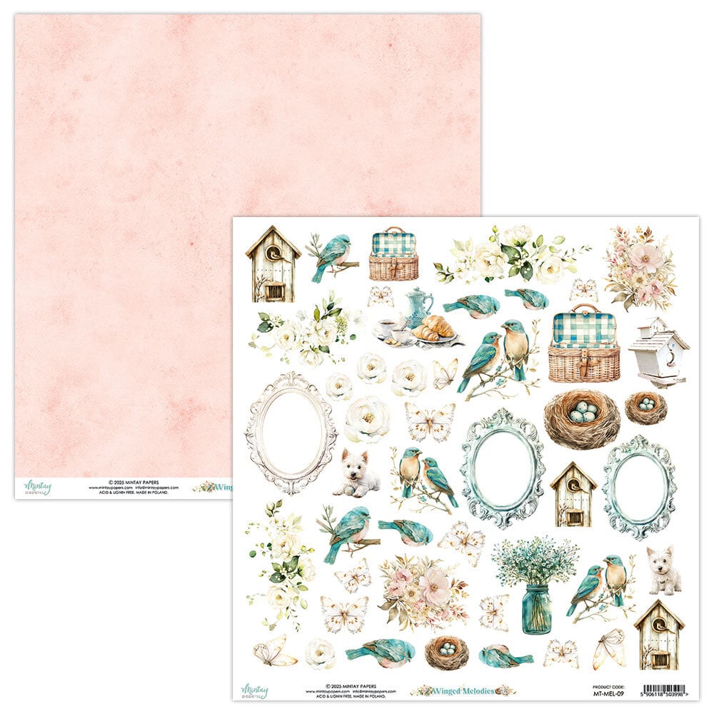 Mintay Winged Melodies – Set Carte Scrapbooking 12×12″, 12 fogli - immagine 8