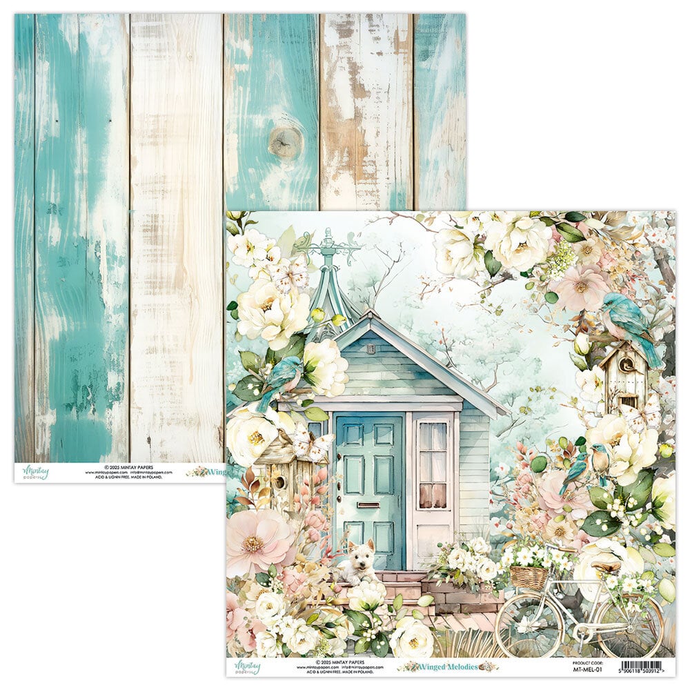 Mintay Winged Melodies – Set Carte Scrapbooking 12×12″, 12 fogli - immagine 2