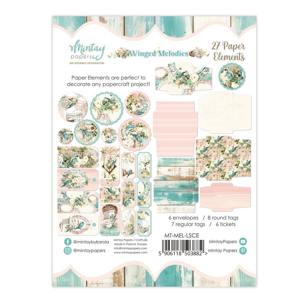 Mintay Winged Melodies – Paper Ephemera, 27 pezzi - immagine 2