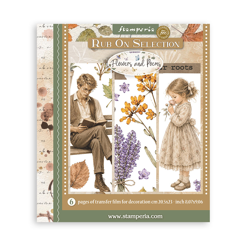 Stamperia – Set Rub-on 20,5 × 23 cm - Flowers and Poems