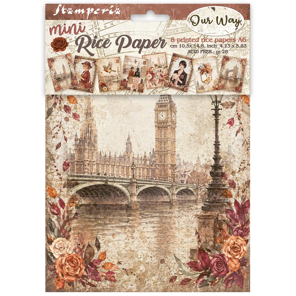 Stamperia – Set di 8 carte di riso A6 Our Way
