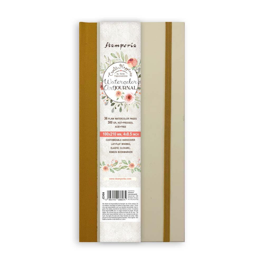 Stamperia – Create Happiness Mixed Media Journal cm 10x21 – pagine per acquerello 250 g/m²