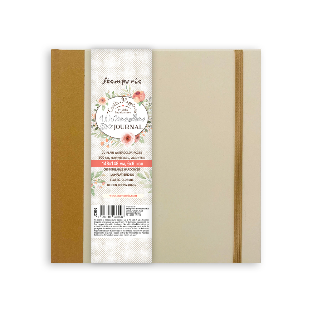 Stamperia – Create Happiness Mixed Media Journal cm 14,8x14,8 – pagine per acquerello 250 g/m²