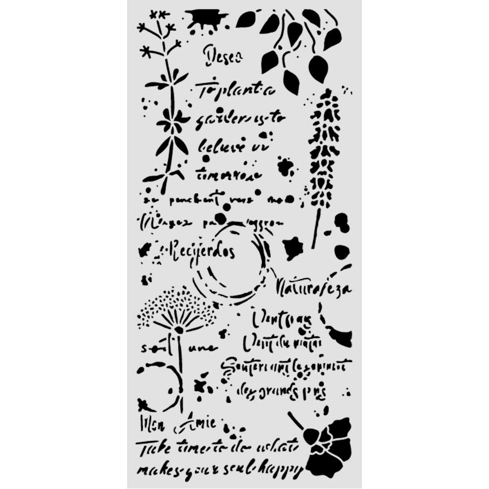 Stamperia – Stencil spesso cm 12X25 Flowers and Poems fiori e scritte