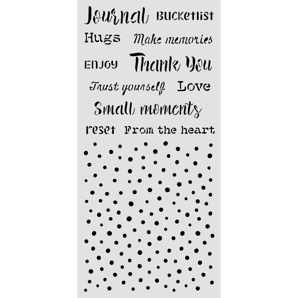 Stamperia – Stencil spesso cm 12X25 Cozy Family scritte e puntini