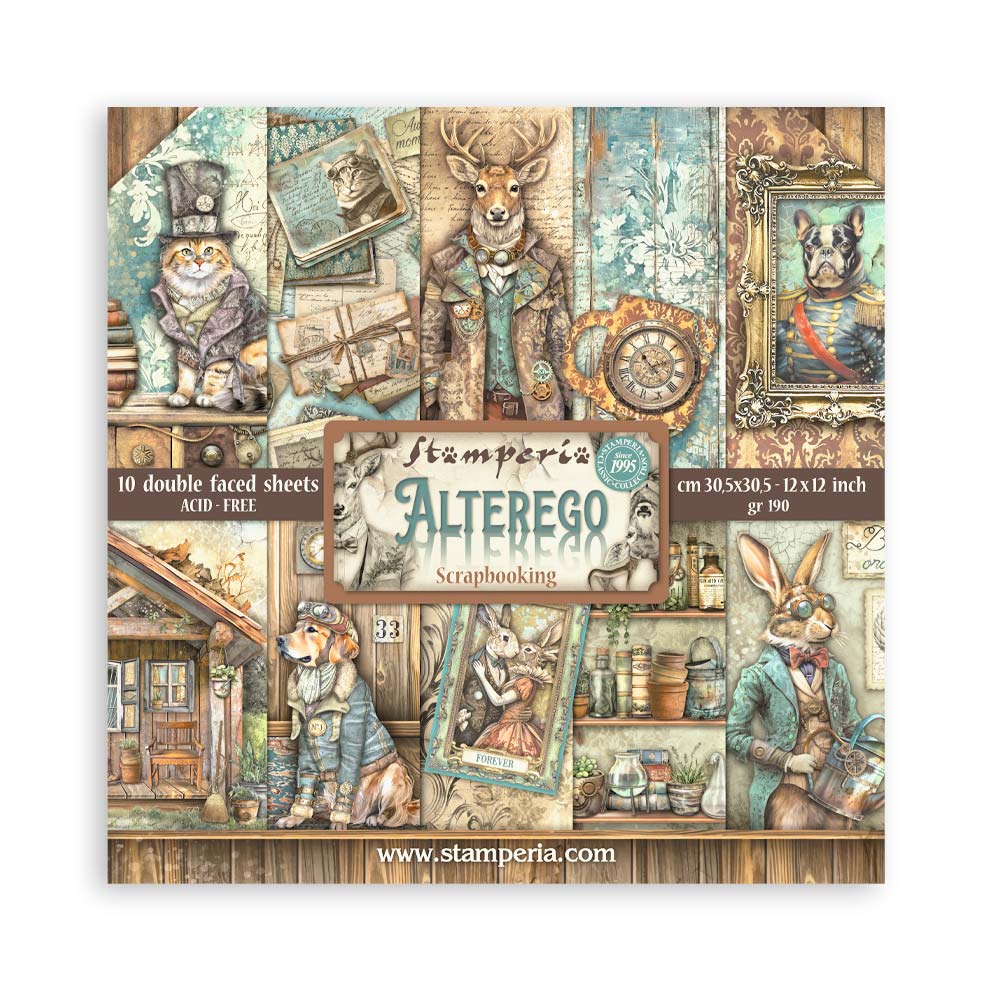 Stamperia – Blocco scrapbooking 30,5 × 30,5 cm – 10 fogli fronte-retro - Alterego