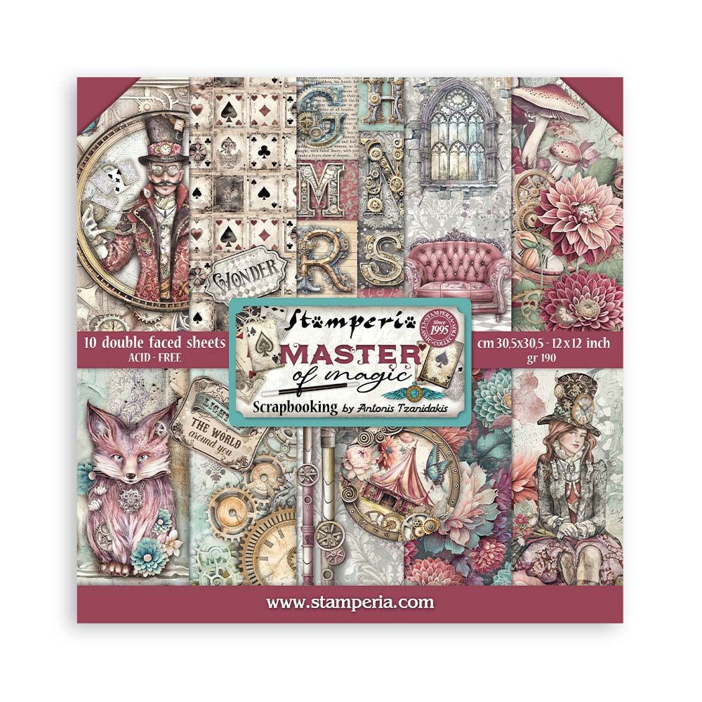 Stamperia – Blocco scrapbooking 30,5 × 30,5 cm – 10 fogli fronte-retro - Master of Magic