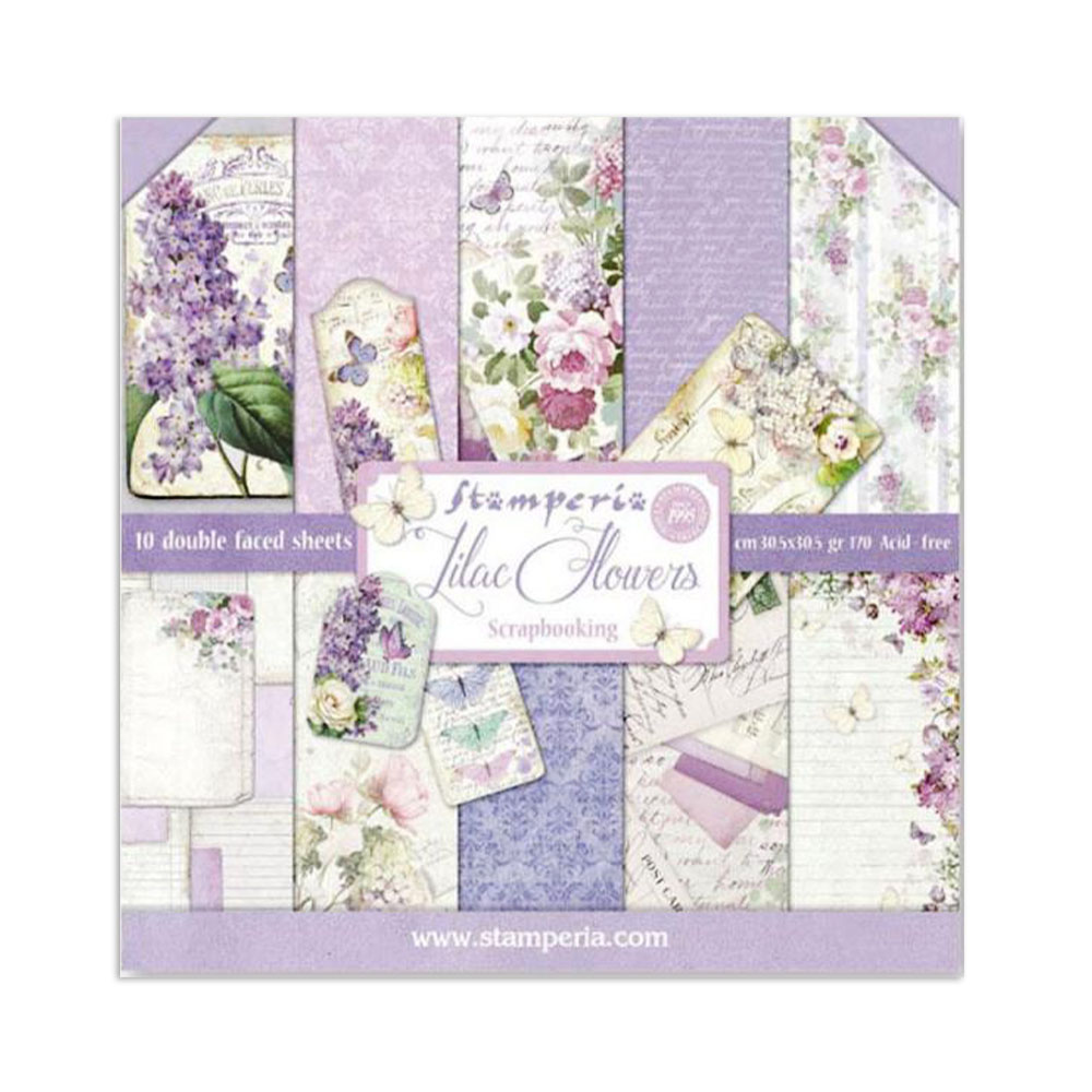 Stamperia – Blocco scrapbooking 30,5 × 30,5 cm – 10 fogli fronte-retro - Lilac