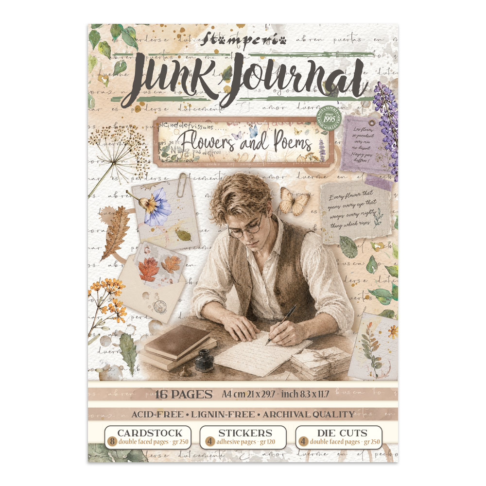 Stamperia – Junk Journal – adesivi, ritagli e sfondi - Flowers and Poems