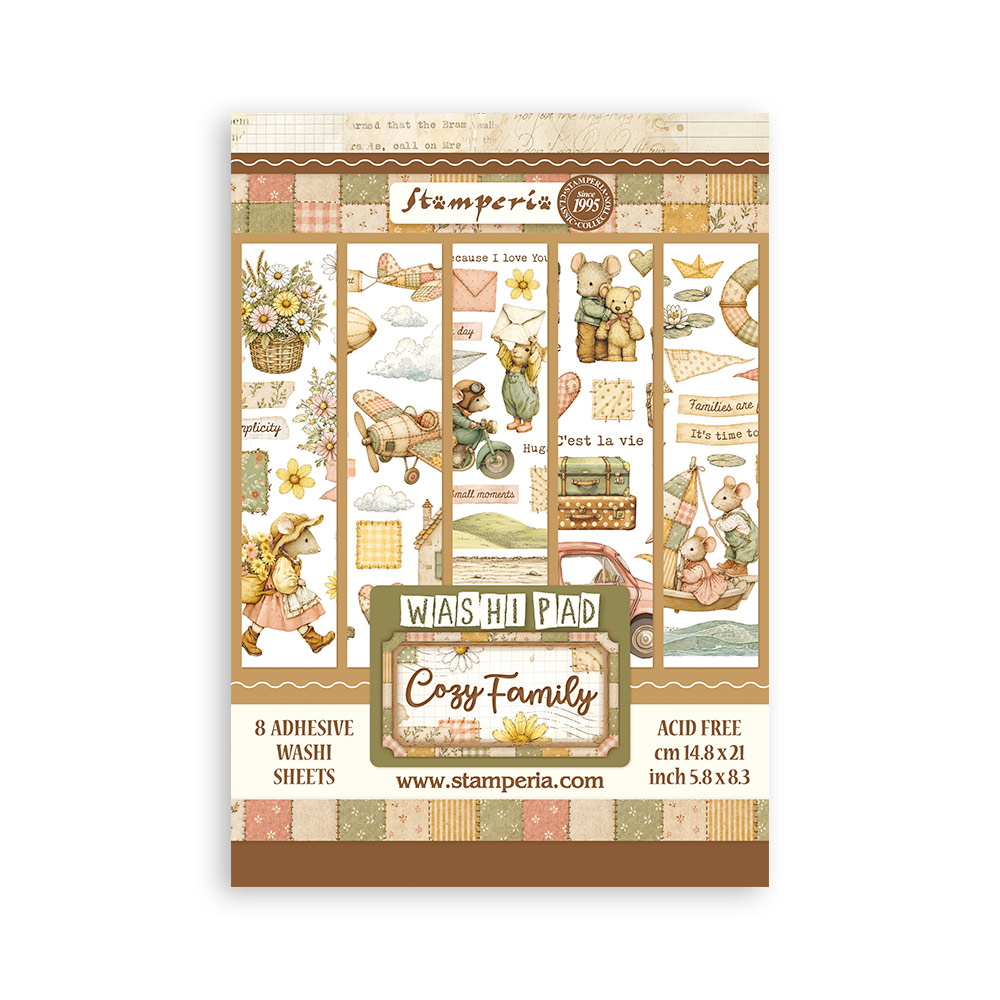 Stamperia – Blocco washi A5 – 8 fogli Cozy Family