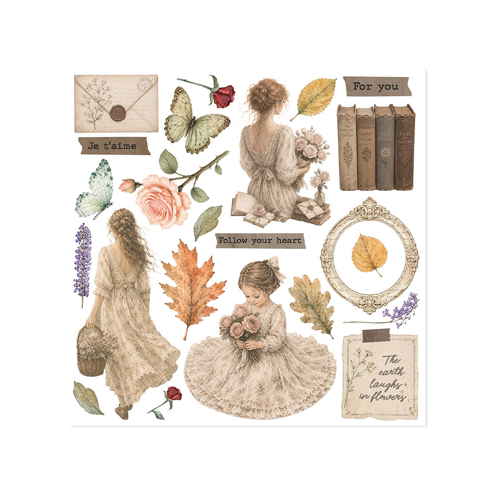 Stamperia – Rub on kit cm 15,5x15,5 - 6 pagine Flowers and Poems - immagine 3