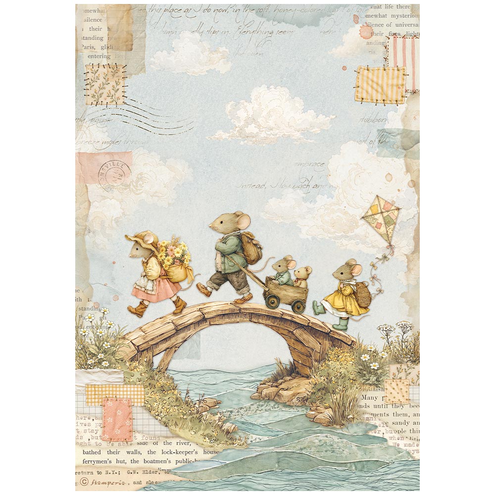 Stamperia – Set di 6 carte di riso A4 - Cozy Family - immagine 3